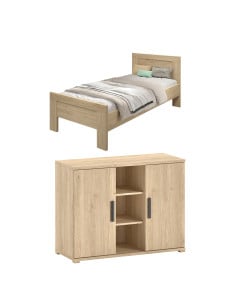 Duo chambre enfant décor bois chêne "Sam" par Vipack, pratique et chic, disponible chez le Jurassien.