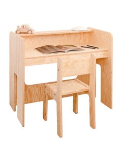 Ensemble bureau maternelle avec chaise Mimi en contreplaqué de pin - Meuble SmartWood - Jurassien