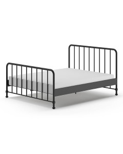 Lit deux places Bronxx noir avec sommier en métal, taille 160x200 | Vipack | BRBE1618