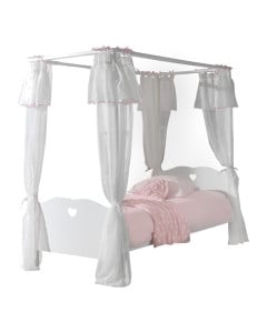 Lit baldaquin fille Coeur 90x200 blanc