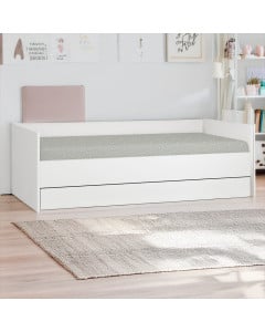 Lit multifonctionnel banquette 90x200 blanc, mélamine, style moderne, enfant/adulte, par Vox - Exclusivité Jurassien
