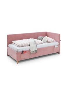 Lit banquette rose en tissu côtelé 90x200 pour fille – Collection Cool de Meise