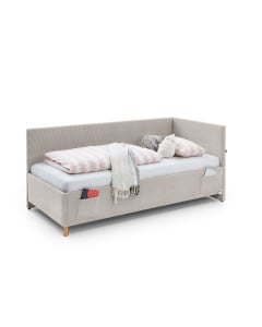 Lit banquette 90x200 cm pour enfant Meise Cool en tissu côtelé beige