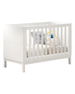 Lit bébé blanc 60x120 cm Eva de Vipack en bois, avec barreaux en sécurité et style moderne minimaliste