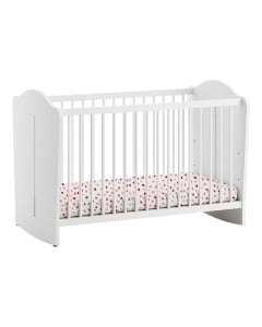 Lit bébé à bascule blanc 60x120 Megeve, style classique, VOX : le bercement idéal pour des nuits sereines chez le Jurassien.