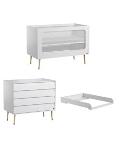 Lit bébé blanc avec commode à langer Bosque Vox