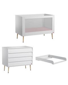 Lit bébé blanc avec commode à langer Bosque Vox