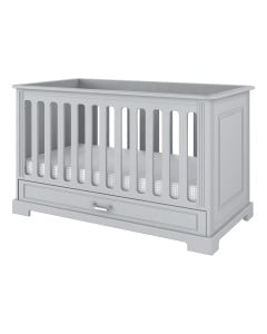 Lit bébé gris 70x140 avec barrière amovible