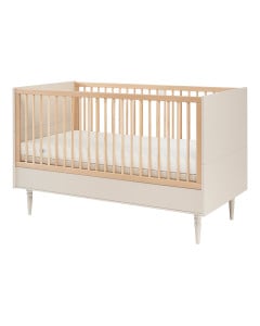 Lit évolutif bébé 70x140 Petite Lune Pinio, coloris champagne, bois massif et MDF, design élégant et sécurisé pour chambre enfant