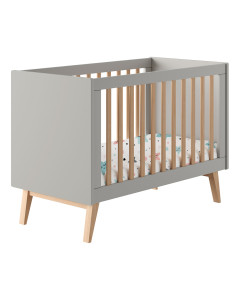 Lit bébé 60x120 Swing gris taupe et bois naturel – design Pinio