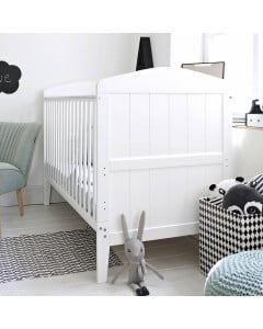 Lit Bébé Taille 70x140 Blanc Hampton Évolutif - Woodies