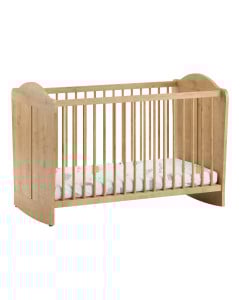 Berceau à bascule 60x120 finition Oak (chêne) Megeve, signé Vox, au design vintage et naturel. Idéal pour bercer bébé tout en douceur et lui offrir des nuits paisibles, disponible chez le Jurassien.