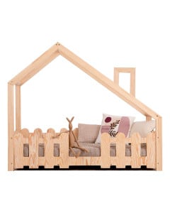 Lit Enfant en Forme de Maisonnette Avec Cheminée – Adeko lit Montessori avec barrière