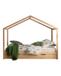 Lit cabane avec lit tiroir Dally ZH naturel 