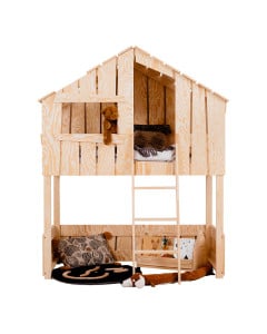 Lit Mezzanine Cabane Ted en Bois pour une Chambre Originale