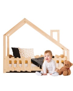 Lit cabane Montessori avec barrière bois Yoko Baby