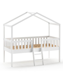 Lit Cabane Piloti Surélevé 90x200 Blanc Dallas - Vipack - DAZG9014