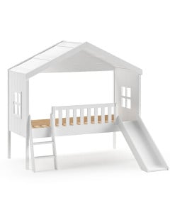 Lit Cabane avec Toboggan Blanc Housebeds - Vipack - HBGB9014