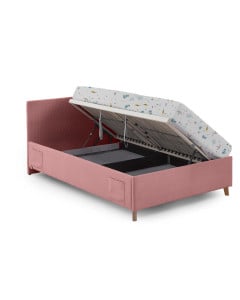 Lit coffre 120x200 rose Meise Möbel avec sommier relevable – Collection Cool ado