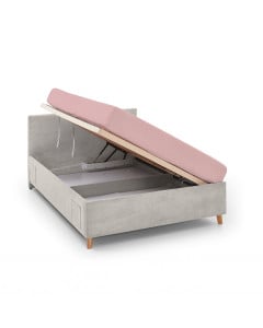 Lit coffre Meise Cool 120x200 beige avec sommier relevable et espace de rangement intégré