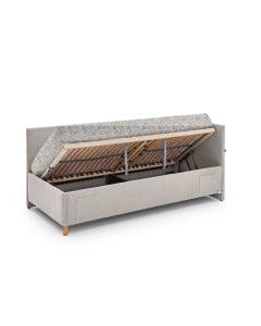 Banquette lit coffre 90x200 cm Meise Möbel – Collection Cool en tissu côtelé beige avec rangement