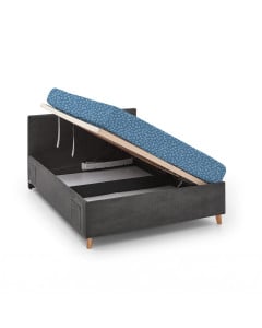 Lit enfant 120x200 avec coffre de rangement Meise Möbel – Collection Cool en tissu côtelé gris anthracite