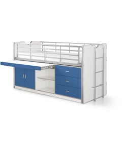 Lit combiné enfant mi-hauteur avec bureau bleu