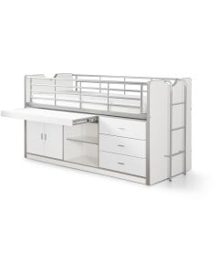 Lit combiné mi-hauteur avec bureau blanc à Mini Prix
