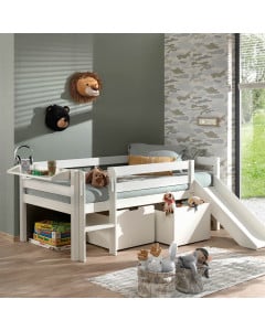 Lit En Hauteur Avec Toboggan Blanc - PICOMSLD7117 - Vipack
