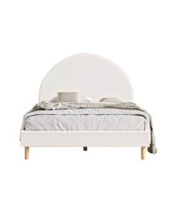 Lit enfant 140x200 en tissu bouclé blanc - Collection Moon