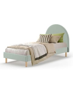 Lit pour enfant 90x200 finition tissu bouclé vert Moon