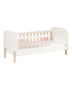 Lit enfant avec barrière 70x140 bois et blanc Kimy