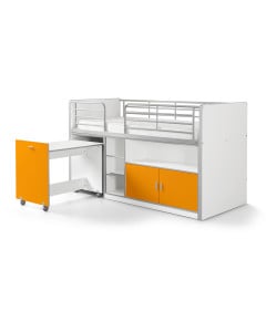 Lit enfant combiné avec bureau orange