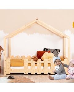 Lit enfant maison avec barrière Ziva pour bébé à partir de 2 ans