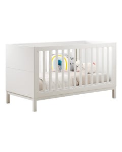 Lit bébé évolutif Eva 70x140 de Vipack en bois peint en blanc, avec sommier ajustable et barreaux sécurisés, idéal dès la naissance jusqu'à 4 ans