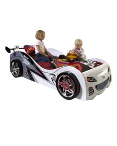 Lit garçon voiture de sport blanche Brap