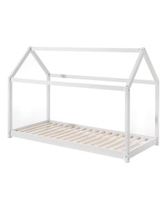 Lit maison cabane en bois 90x200 blanc
