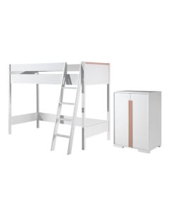 Lit mezzanine avec armoire blanche Delio