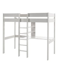Lit mezzanine enfant pas cher laqué blanc Milo