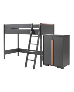 Lit Mezzanine avec Placard Anthracite Delio LDCO1780