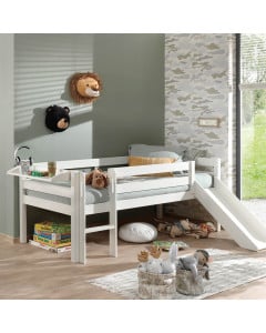 Lit Mi Hauteur Avec Toboggan Blanc - PICOMSHP9014 - Vipack