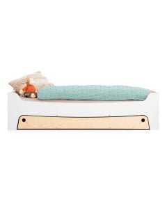 Lit junior avec tiroir blanc couchage 80 Tibo blanc - Meuble en bois SmartWood - Jurassien