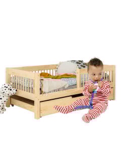 Lit Montessori en pin avec tiroir : un mobilier durable conçu pour accompagner la croissance de votre enfant
