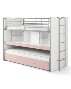 Lit superposé rose avec bureau rose
