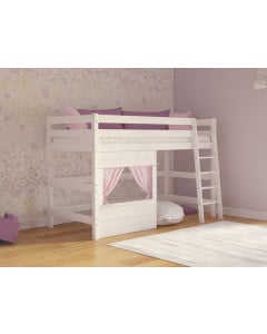 Lit surélevé cabane enfant blanc Country en bois massif · Kidsgreen