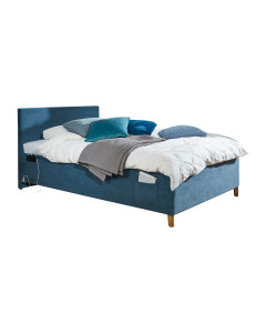 Lit 120x200 bleu Meise Möbel pour adolescent, avec tissu côtelé et rangement