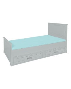 Lit une place enfant gris Melo 90x200 cm avec tiroir de rangement