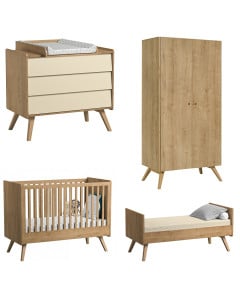 Meuble chambre bébé complète Vox Vintage bois et jaune