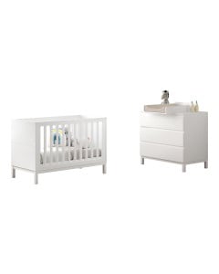 Pack mobilier bébé Eva blanc – lit 60x120 cm et commode à langer avec plan amovible de Vipack