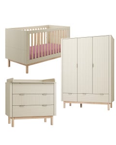 Ensemble pour chambre bébé avec lit évolutif 70x140, commode à langer et armoire 3 portes